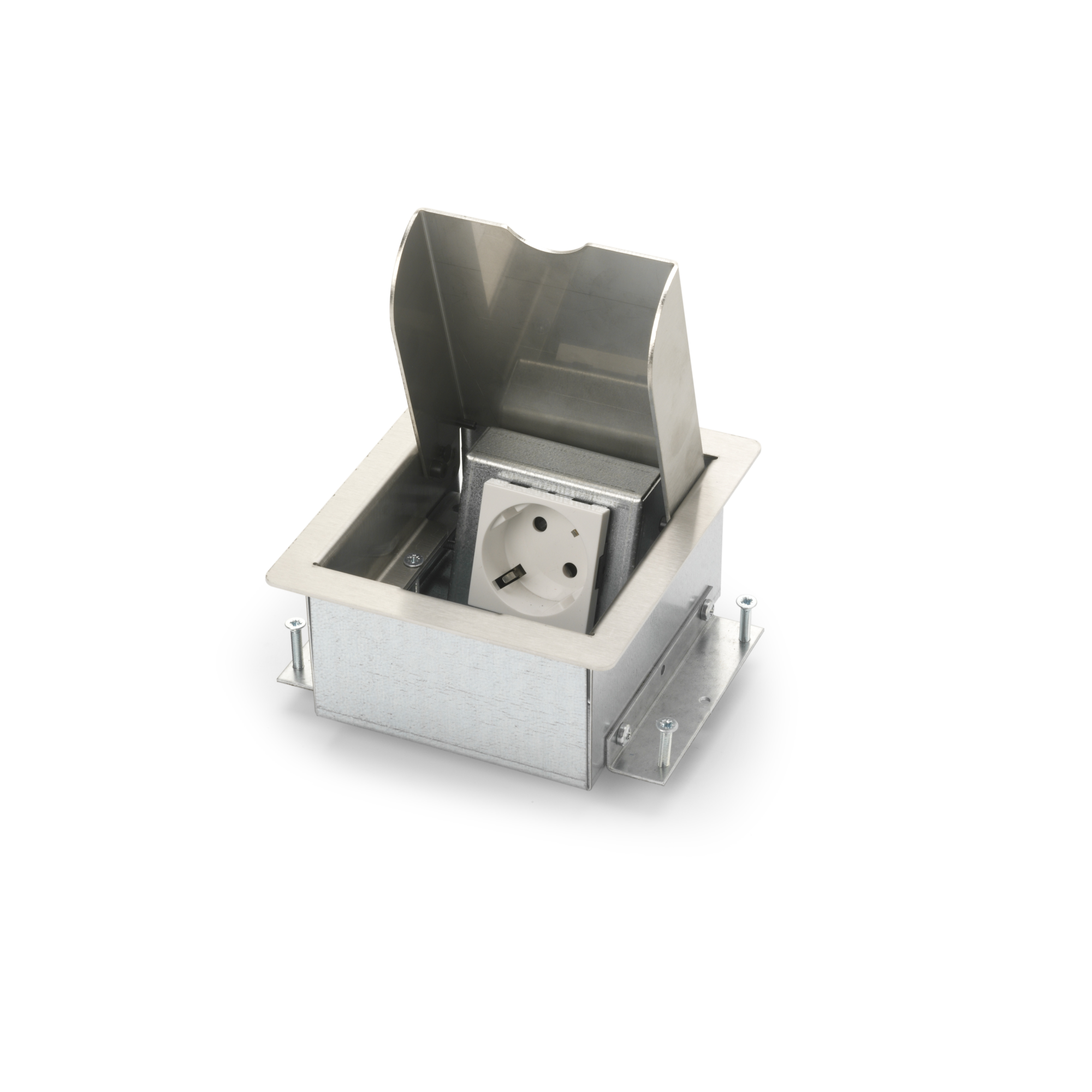 OCS vloercontactdoos Servicebox, RVS (RVS), grijs/zilver, deksel rechthoek